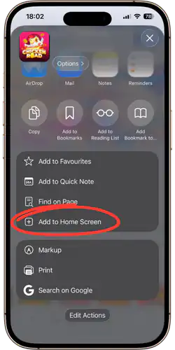 Chicken Road App - Add to Home Screen