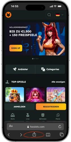 Chicken Road Casino-Website im mobilen Safari-Browser aufrufen