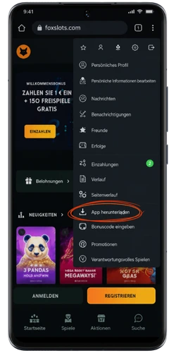Chicken Road App - App herunterladen Option im Android-Browsermenü
