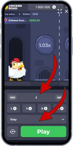 Ajuste de apuesta y nivel de dificultad en Chicken Road