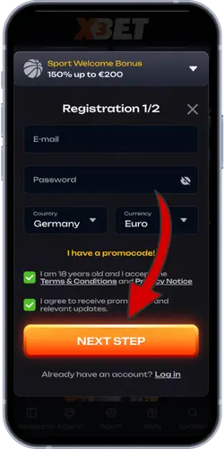 X3Bet Casino Registrierungsformular