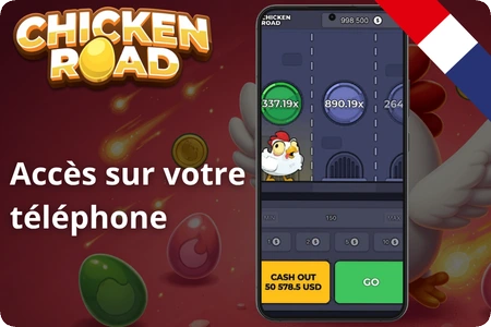 Accès mobile Chicken Road sur téléphone.
